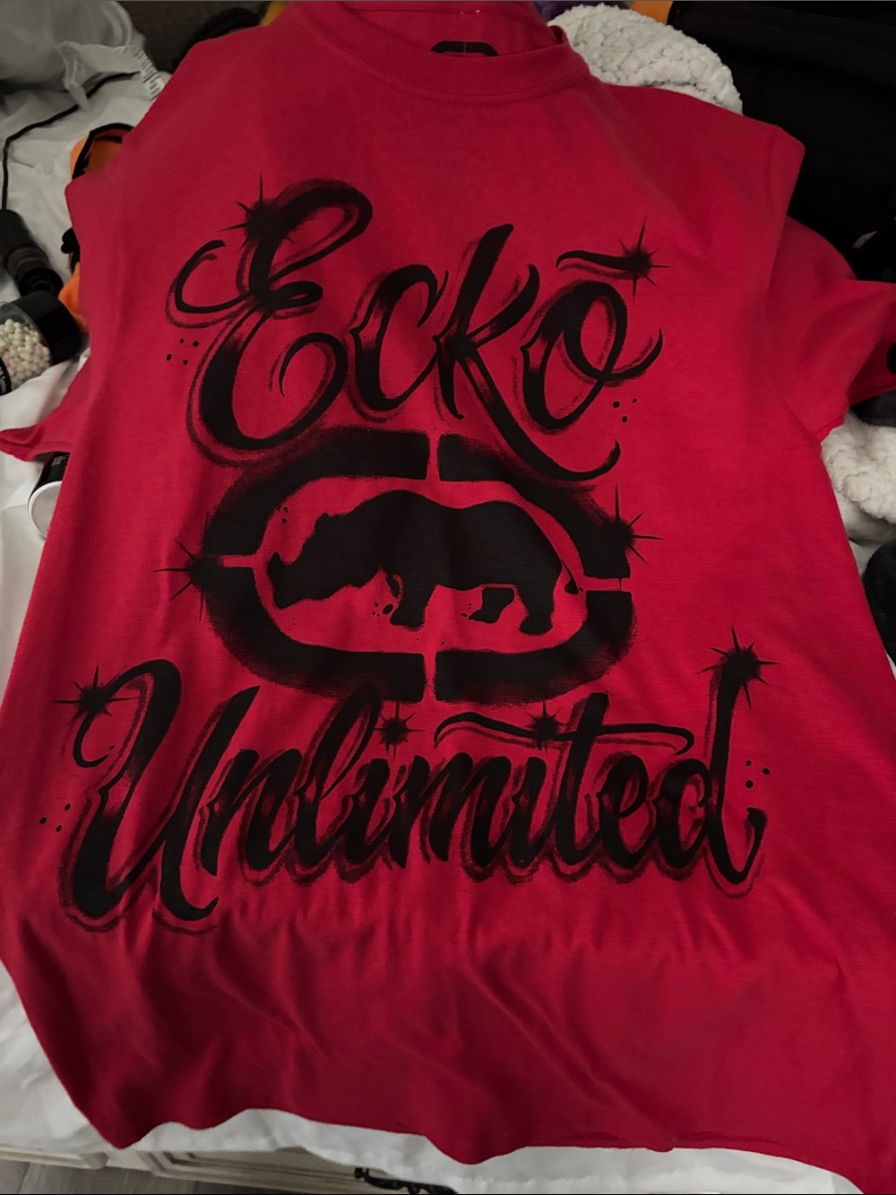 Ecko Unlimited Red Tee with Black Logo Graphic